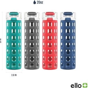 Ello Syndicate 20oz Reusable Glass Water Bottle with One-Touch Leak Proof Flip Lid