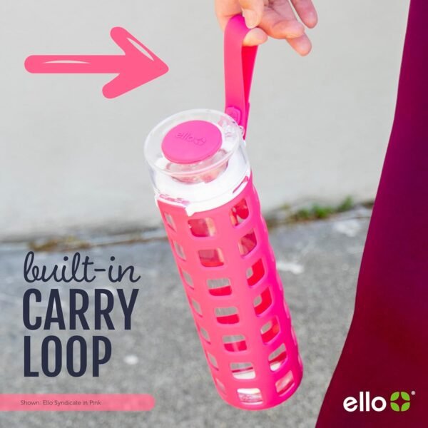 Ello Syndicate 20oz Reusable Glass Water Bottle with One-Touch Leak Proof Flip Lid - Image 6