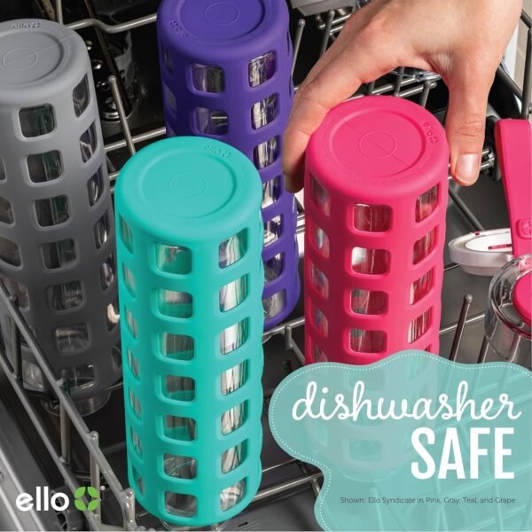 Ello Syndicate 20oz Reusable Glass Water Bottle with One-Touch Leak Proof Flip Lid - Image 4
