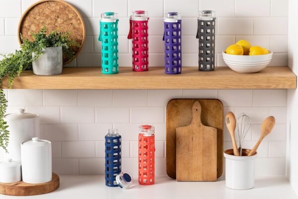 Ello Syndicate 20oz Reusable Glass Water Bottle with One-Touch Leak Proof Flip Lid - Image 5