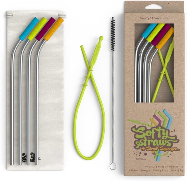 Premium Reusable Stainless Steel Drinking Straws With Silicone Tips
