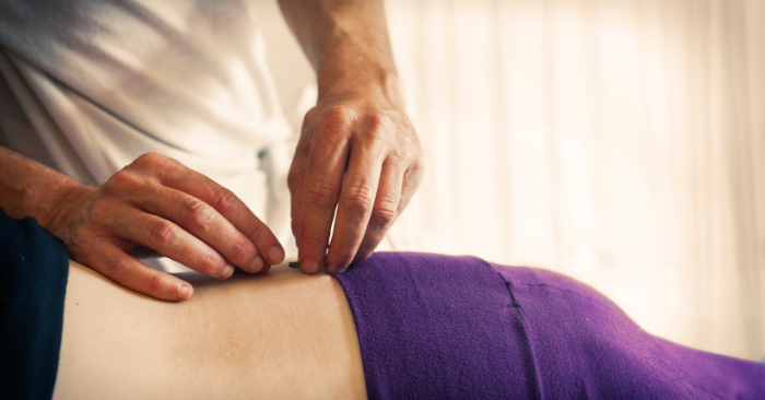 A person receiving Apitherapy on the back